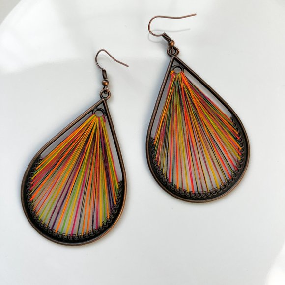 NEW "Dew" Bronze Earrings (Multicolor) - Picture 4 of 6